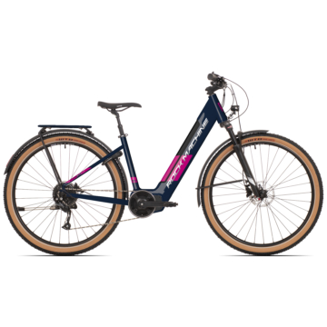 Rock Machine Storm INT e90-29 Lady Touring elektromos MTB kerékpár [17" (M), matt sötétkék/ezüst/pink]