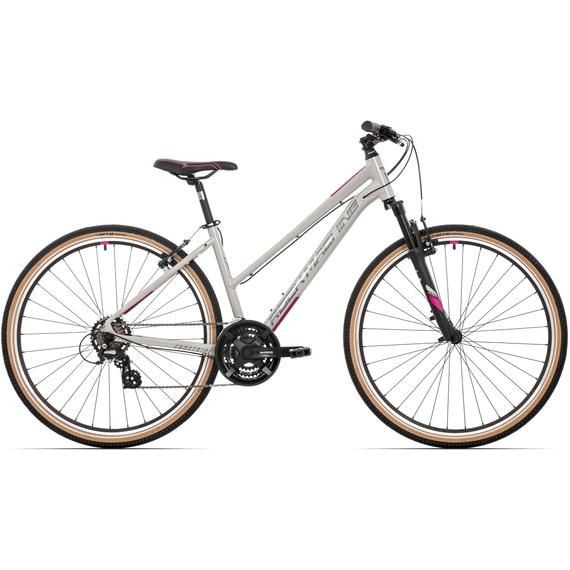Rock Machine Crossride 100 Lady cross kerékpár [19" (L), fényes világosszürke/szürke/pink]