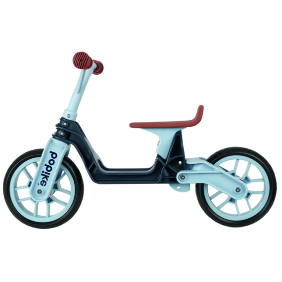 Bobike futókerékpár, összehajtható, könnyű műanyag, teli kerekes, 3 magasságban állítható (32-35 cm), sötétszürke/farmer kék