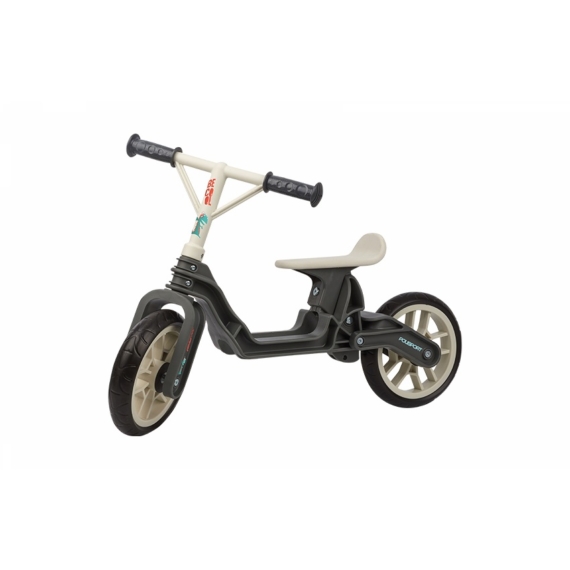 Polisport futókerékpár összehajtható, könnyű műanyag, teli kerekes, 3 magasságban állítható (32-35 cm), sötétszürke/krém (fiús és lányos matricákkal a csomagban)